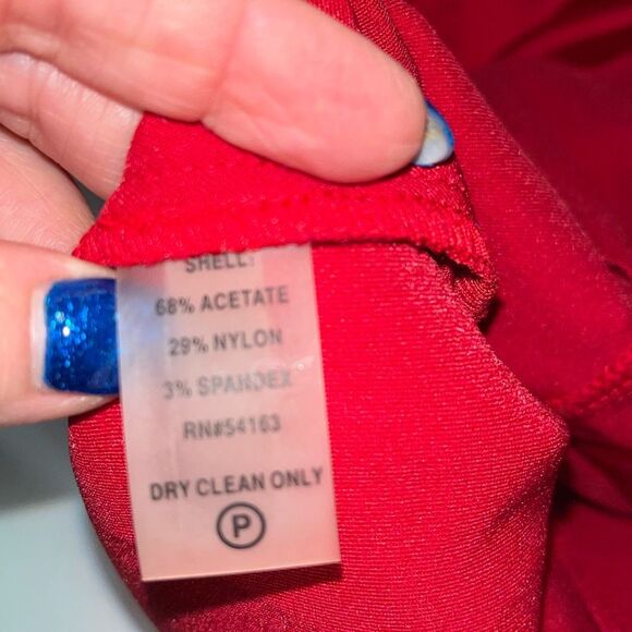 Calvin Klein red satiny body con dress. Size 6. - Picture 12 of 14